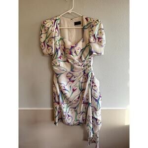 Vintage Carolina Herrera Mini Floral Silk Dress Size 6